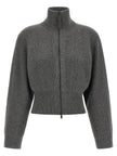 Brunello Cucinelli Ribbed Cardigan With Leather Detail