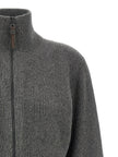 Brunello Cucinelli Ribbed Cardigan With Leather Detail