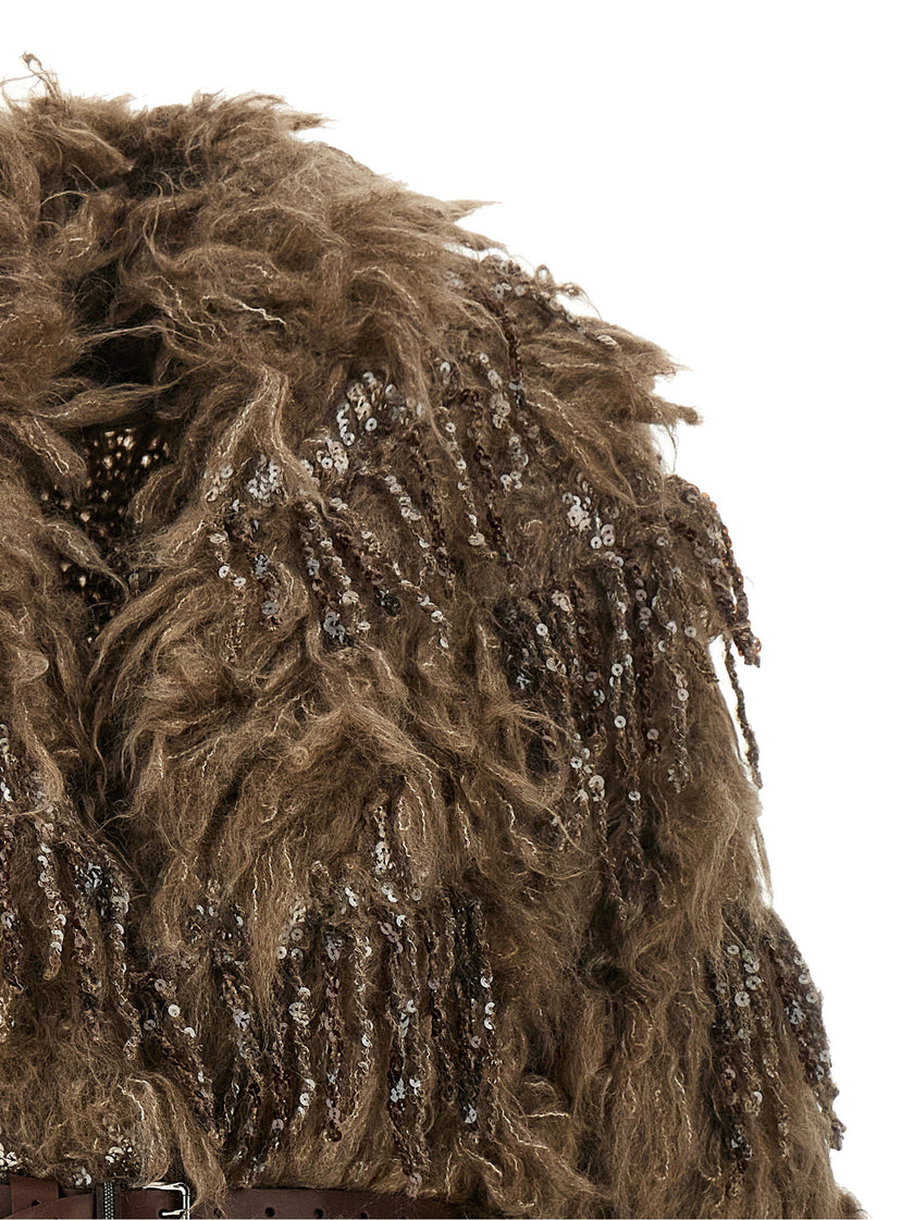 Brunello Cucinelli Dazzling Moss Embroidery Cardigan