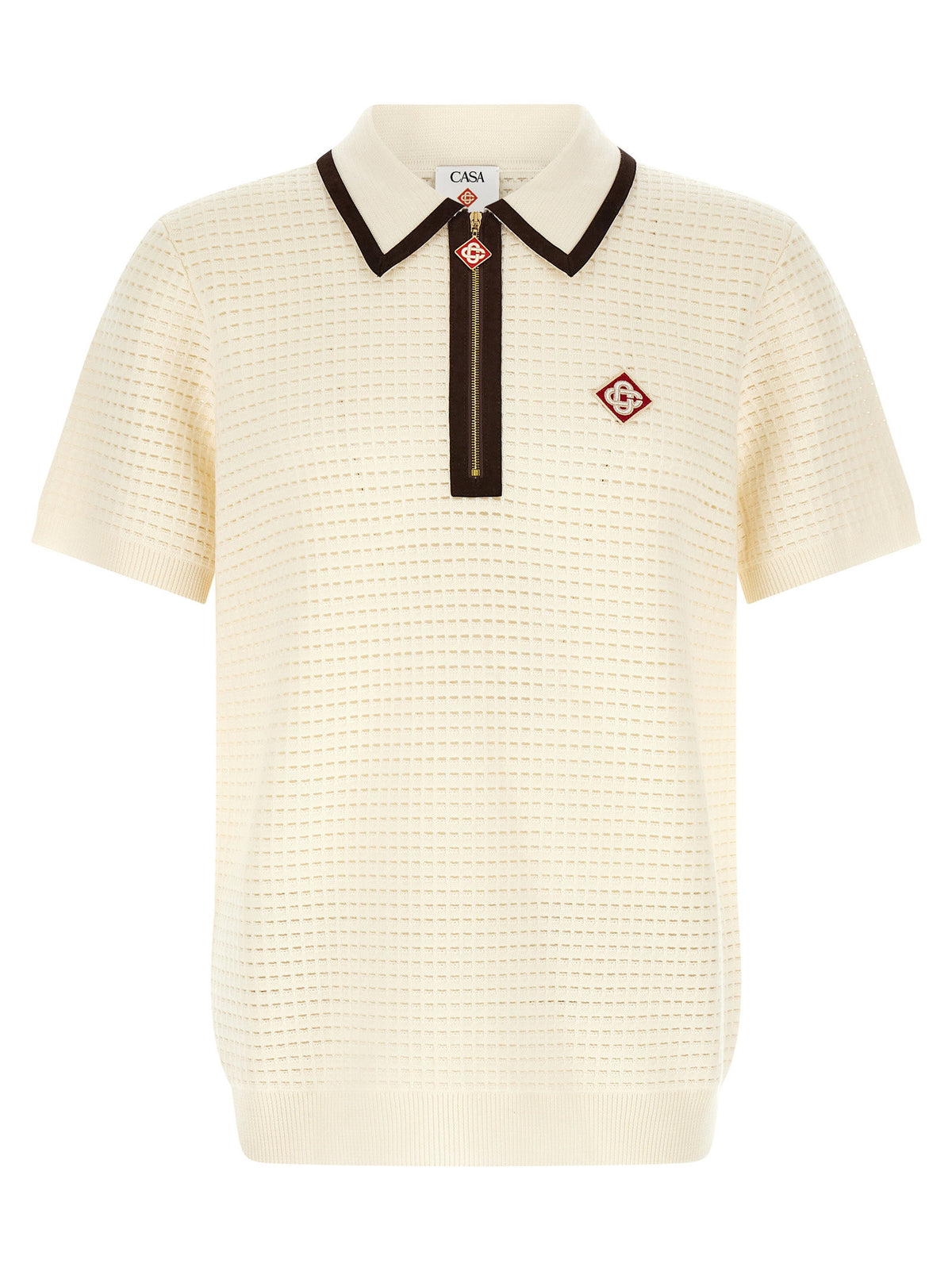 Casablanca Waffle Stitch Knit Polo Shirt