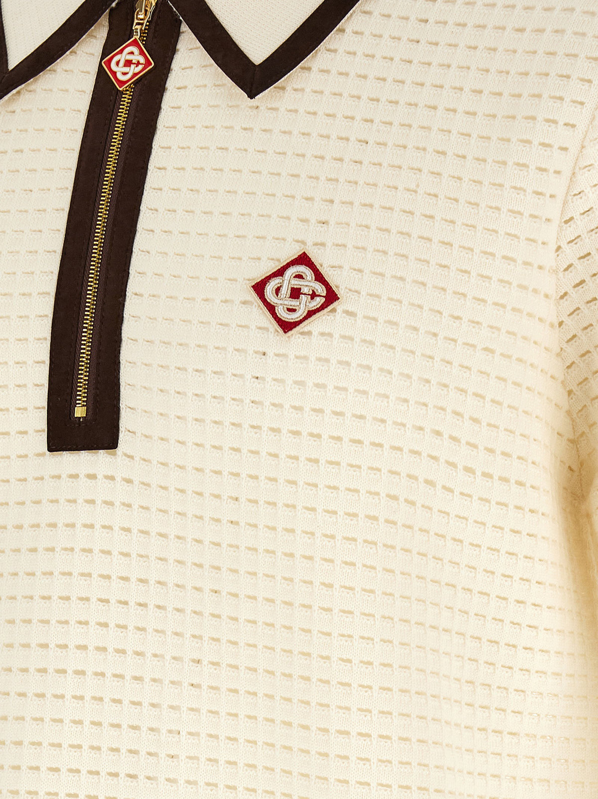 Casablanca Waffle Stitch Knit Polo Shirt