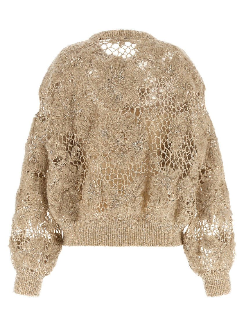Brunello Cucinelli Whispering Bloom Embroidery Sweater
