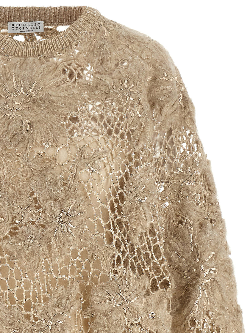 Brunello Cucinelli Whispering Bloom Embroidery Sweater
