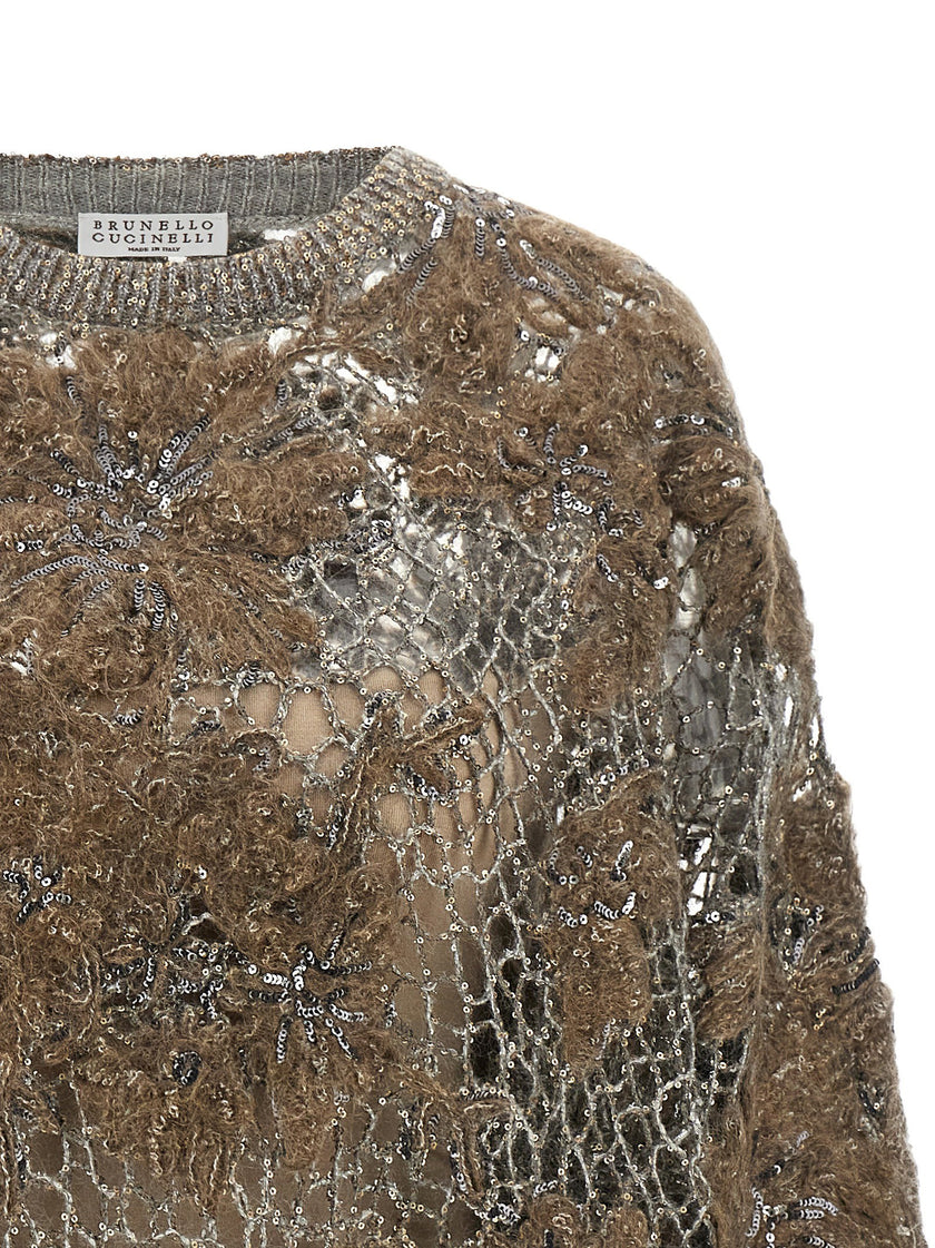 Brunello Cucinelli Whispering Bloom Embroidery Sweater