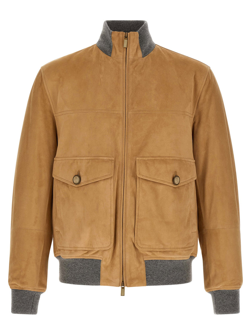 Brunello Cucinelli Padded Suede Bomber Jacket