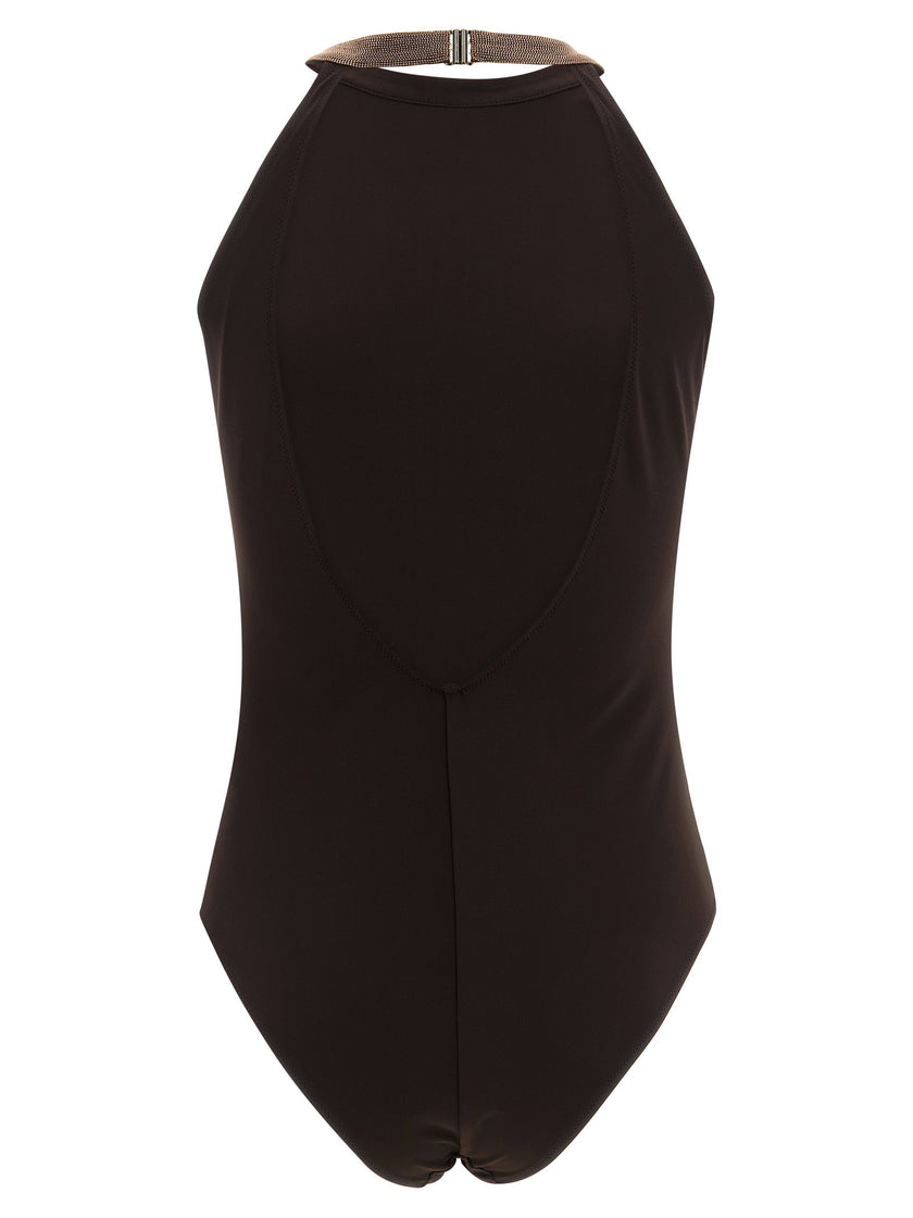 Brunello Cucinelli Precious Collar One-piece Swimsuit