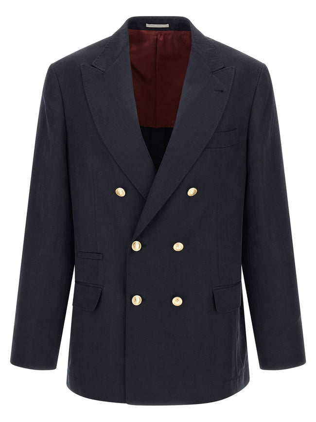 Brunello Cucinelli Silk Twill And Linen Délavé Blazer