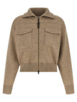 Brunello Cucinelli Shiny Zipper Pull Wool Cardigan