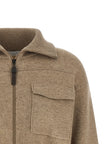 Brunello Cucinelli Shiny Zipper Pull Wool Cardigan