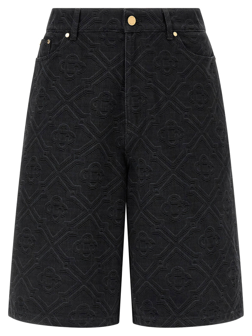 Casablanca Laser Monogram Denim Bermuda Shorts