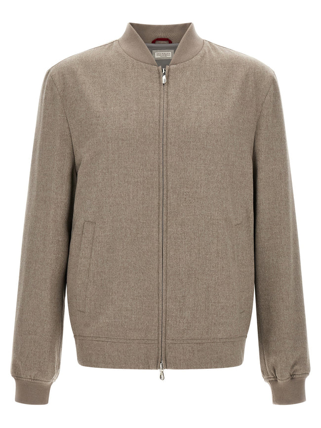 Brunello Cucinelli Light Flannel Bomber Jacket
