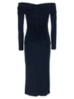Carolina Herrera Off-shoulder 3/4 Slv Ruched Midi Dress