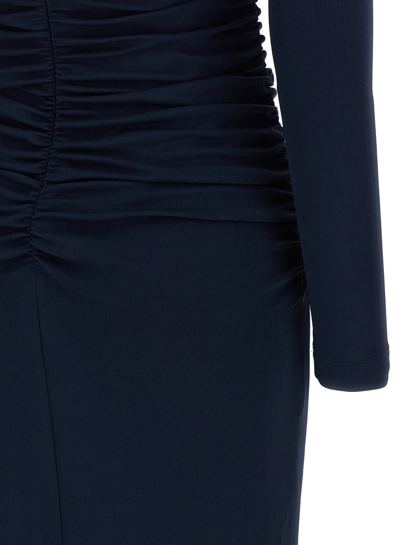 Carolina Herrera Off-shoulder 3/4 Slv Ruched Midi Dress