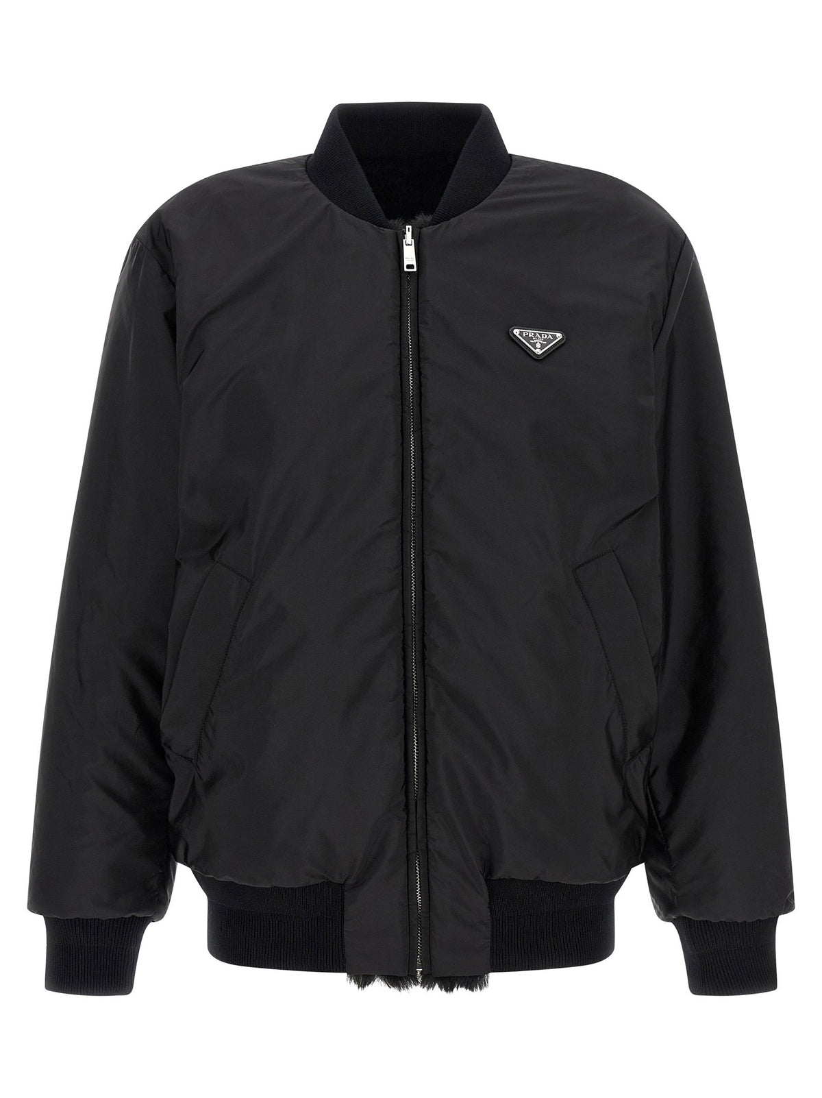 Prada Eco-fur And Re-nylon Reversible Bomber Jacket