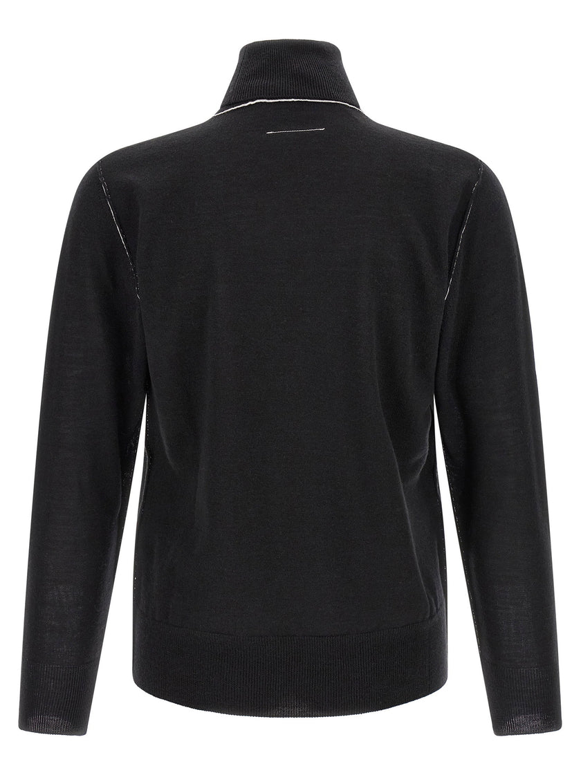 Mm6 Maison Margiela Turtleneck Sweater With Contrast Stitching