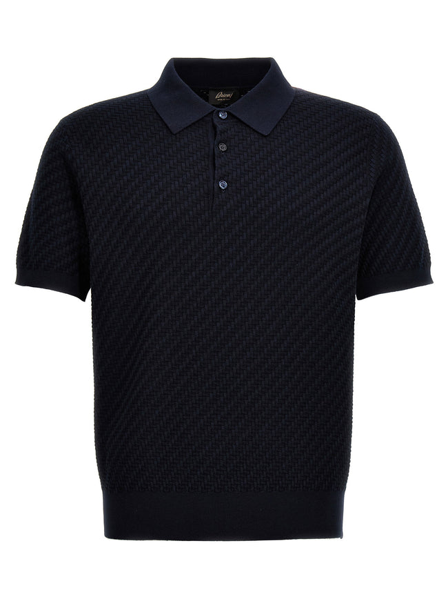Brioni Woven Knit Polo Shirt